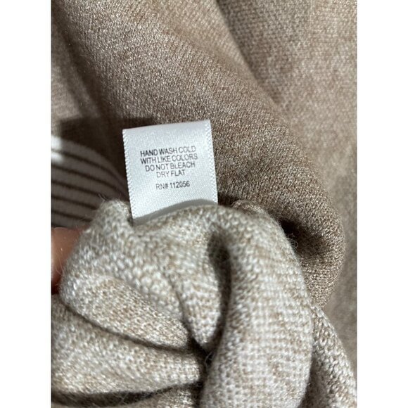 Zenana Sweater Womens Medium Beige & White Striped Knit Top With Ribbed Mock Nec - Picture 8 of 10